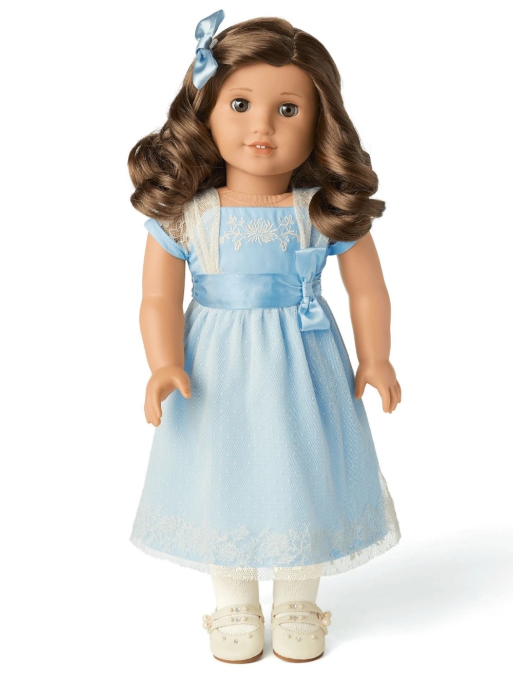 American Girl Rebecca Rubin Hanukkah Blue Lace Doll Dress with Shoes